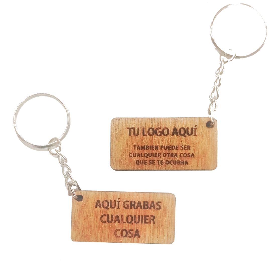 Llaveros de Madera rectangular Personalizados (6 Unidades)